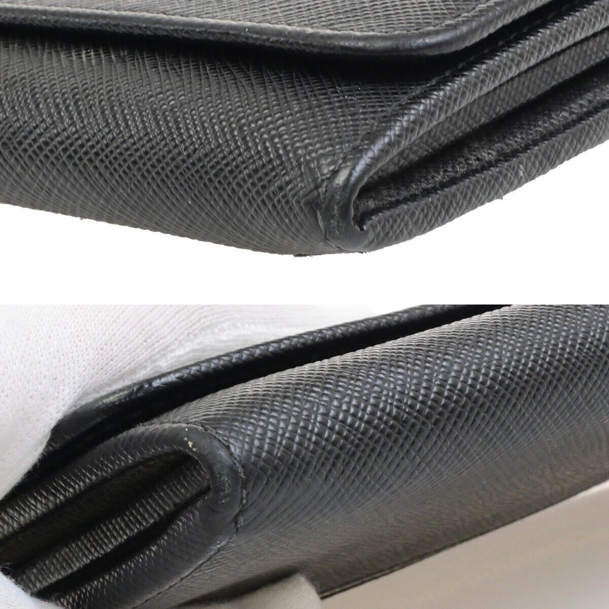 PRADA Logo Bifold Long Wallet Saffiano Leather Black GHW Italy 04ED935