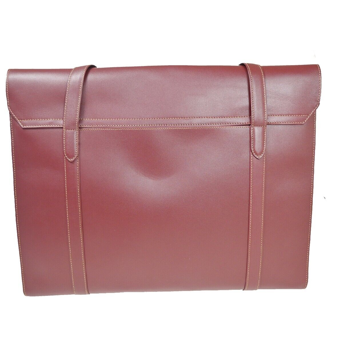 CARTIER 2C Logo Shoulder Tote Bag Leather Bordeaux Gold Made in Italy 69HB818