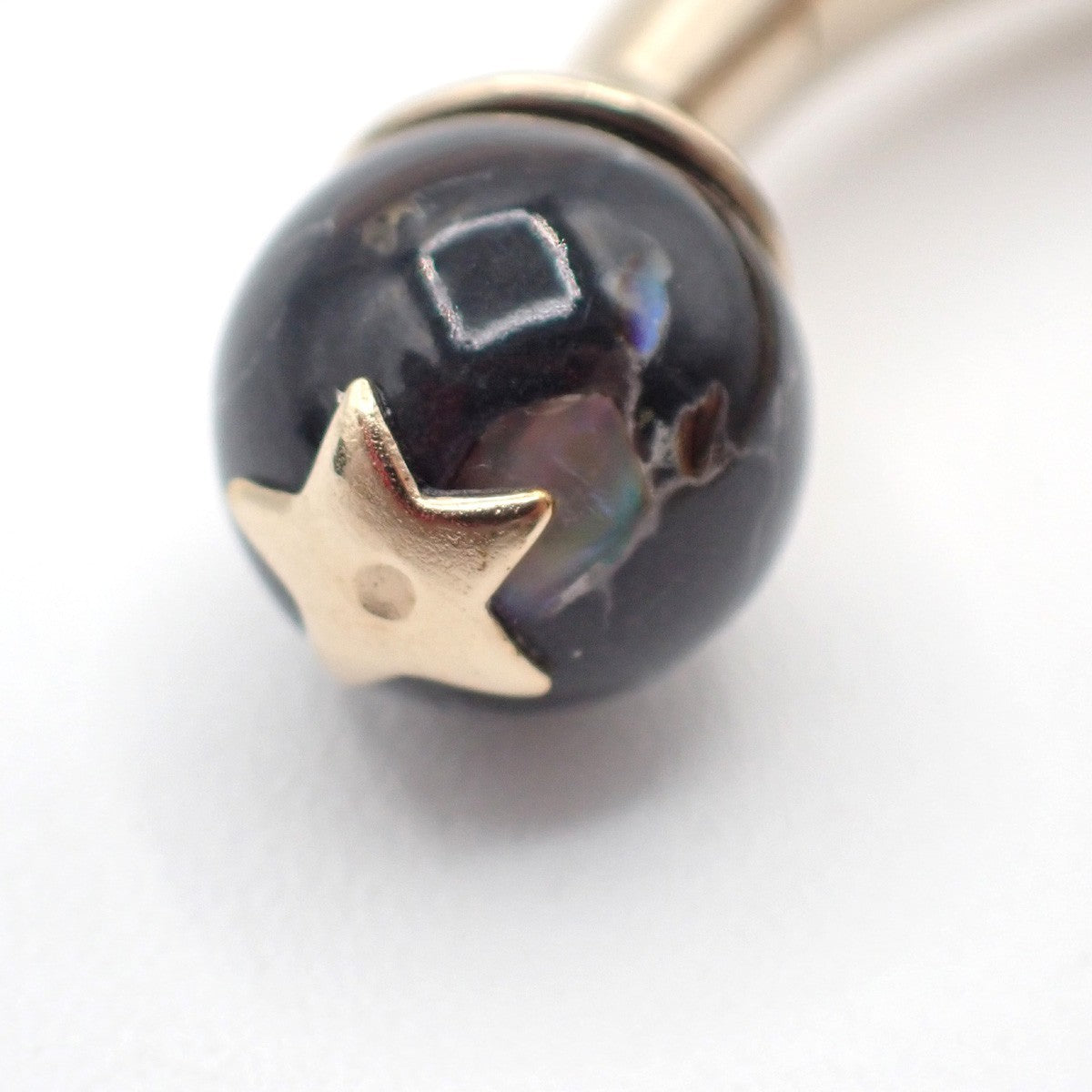 CHRISTIAN DIOR Logo Sphere Bangle Size S Black Enamel Gold 05KP448