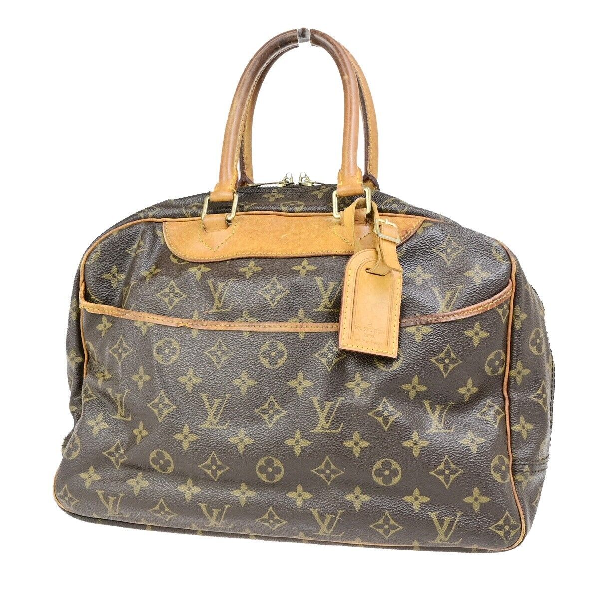 LOUIS VUITTON LV Logo Deauville Hand Bag Monogram Leather Brown M47270 67ED043