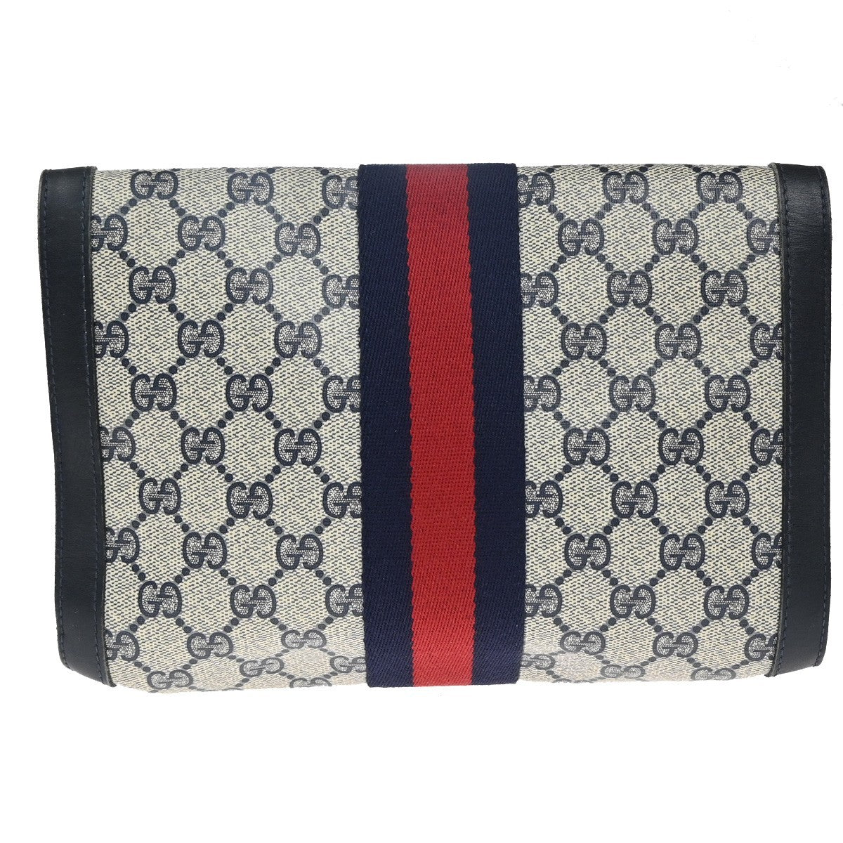 GUCCI Parfums GG Sherry Clutch Pouch Bag Leather PVC Navy Made in Italy 09TA592
