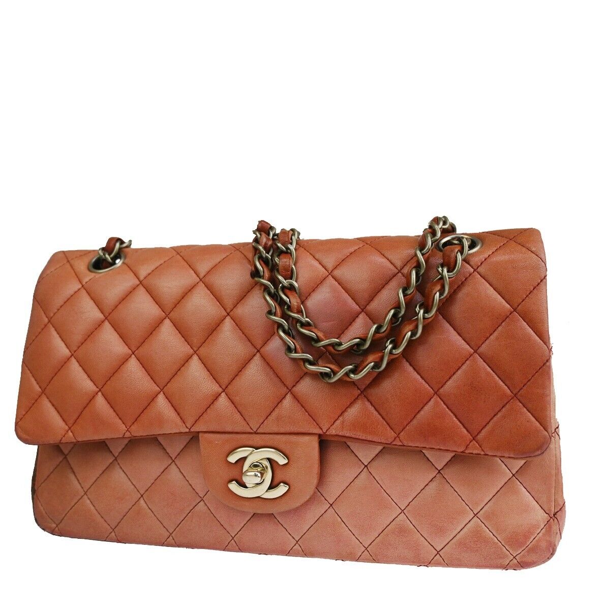 CHANEL CC Matelasse 25 Double Flap Chain Shoulder Bag Leather Gradation 359RJ649