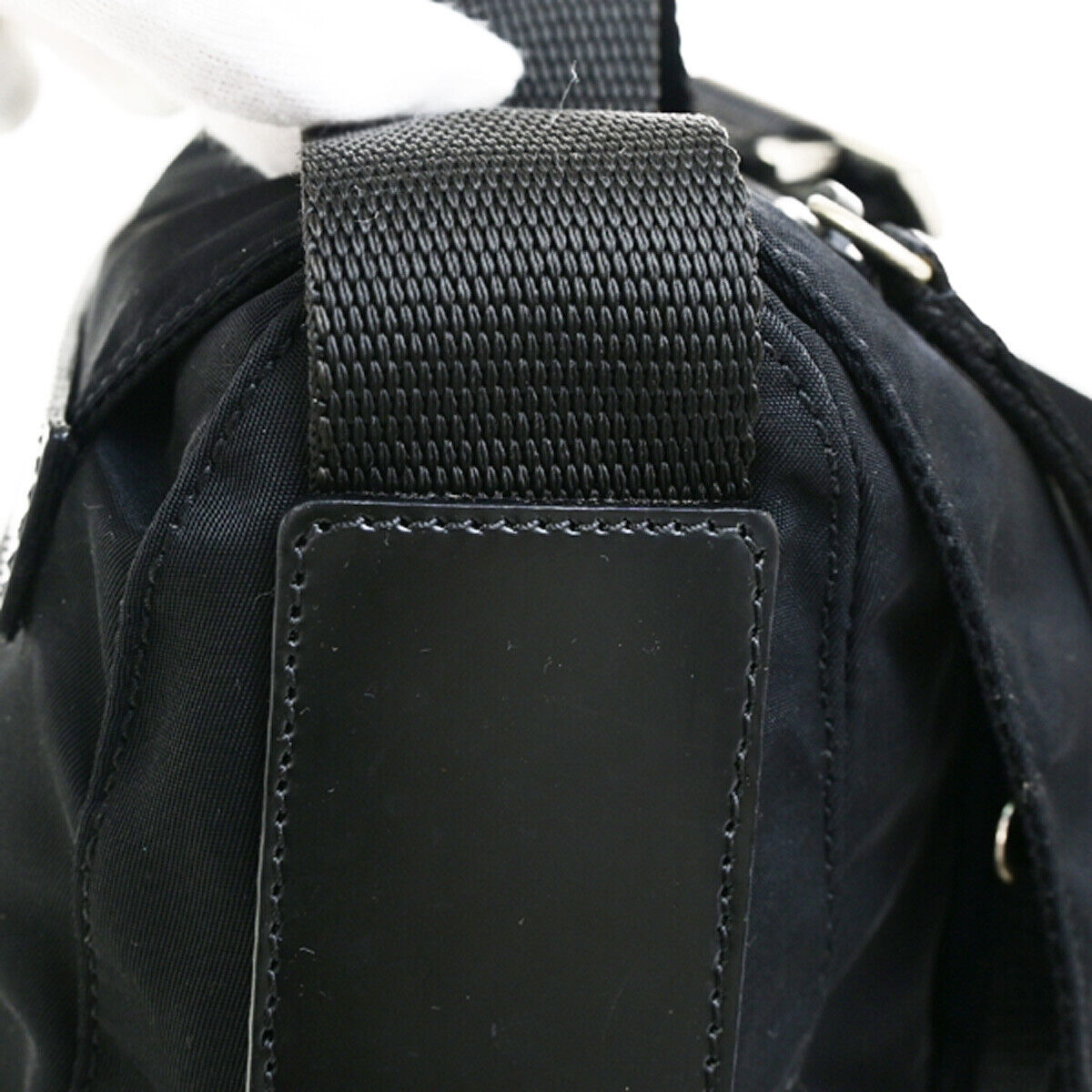 PRADA Logo Tessuto Shoulder Bag Nylon Leather Black SHW Italy 35YG487