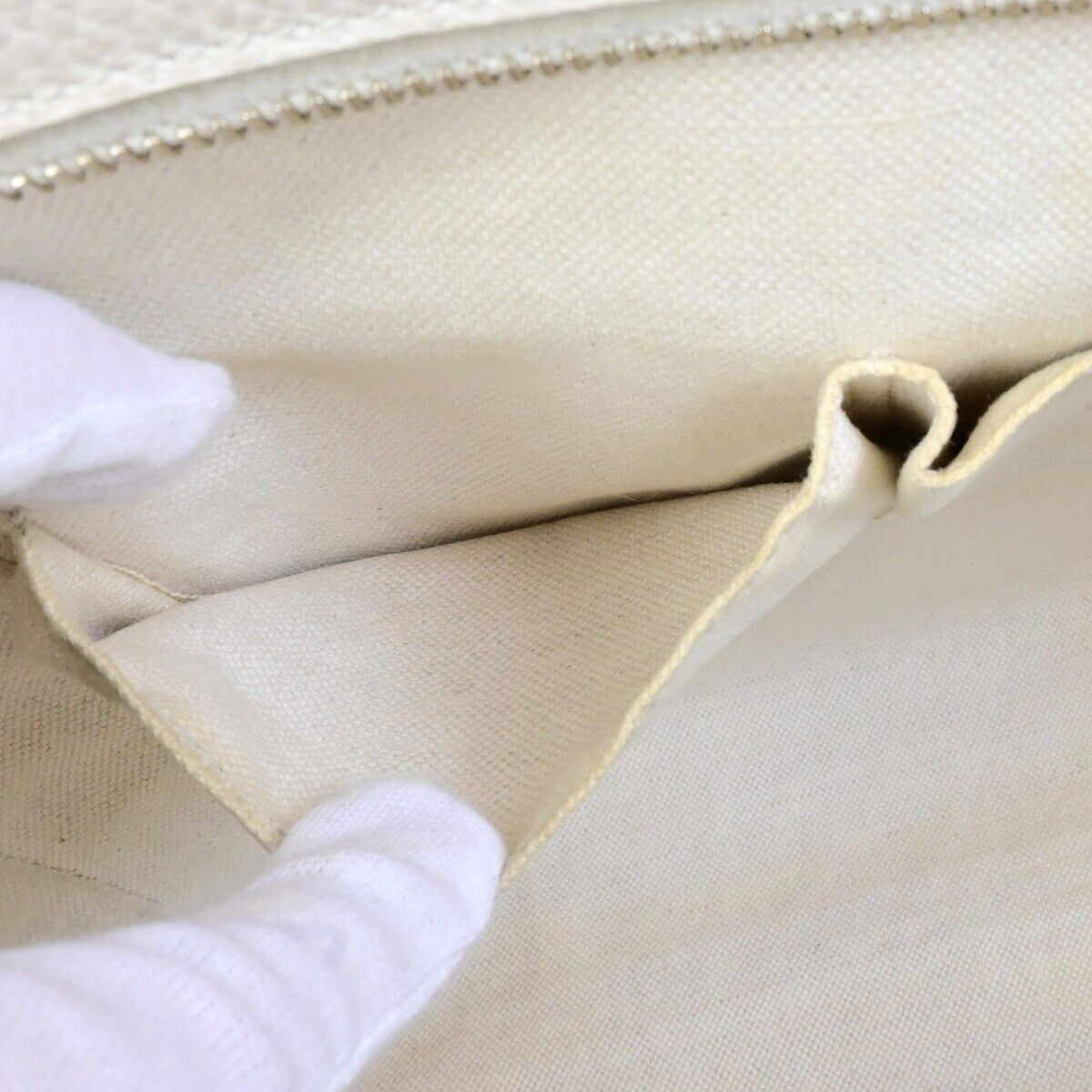 GUCCI Logo Swing 2Way Shoulder Hand Tote Bag Leather White Italy 62FB451