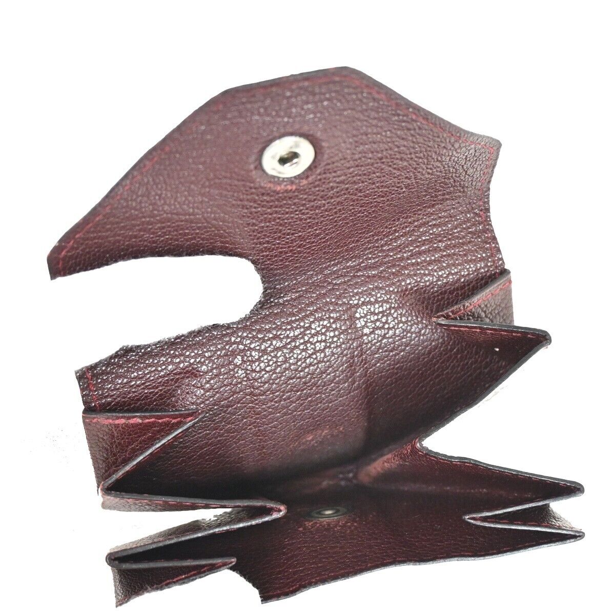 HERMES Logo Le Van Quatre Coin Case Wallet Leather Bordeaux France 01FA303