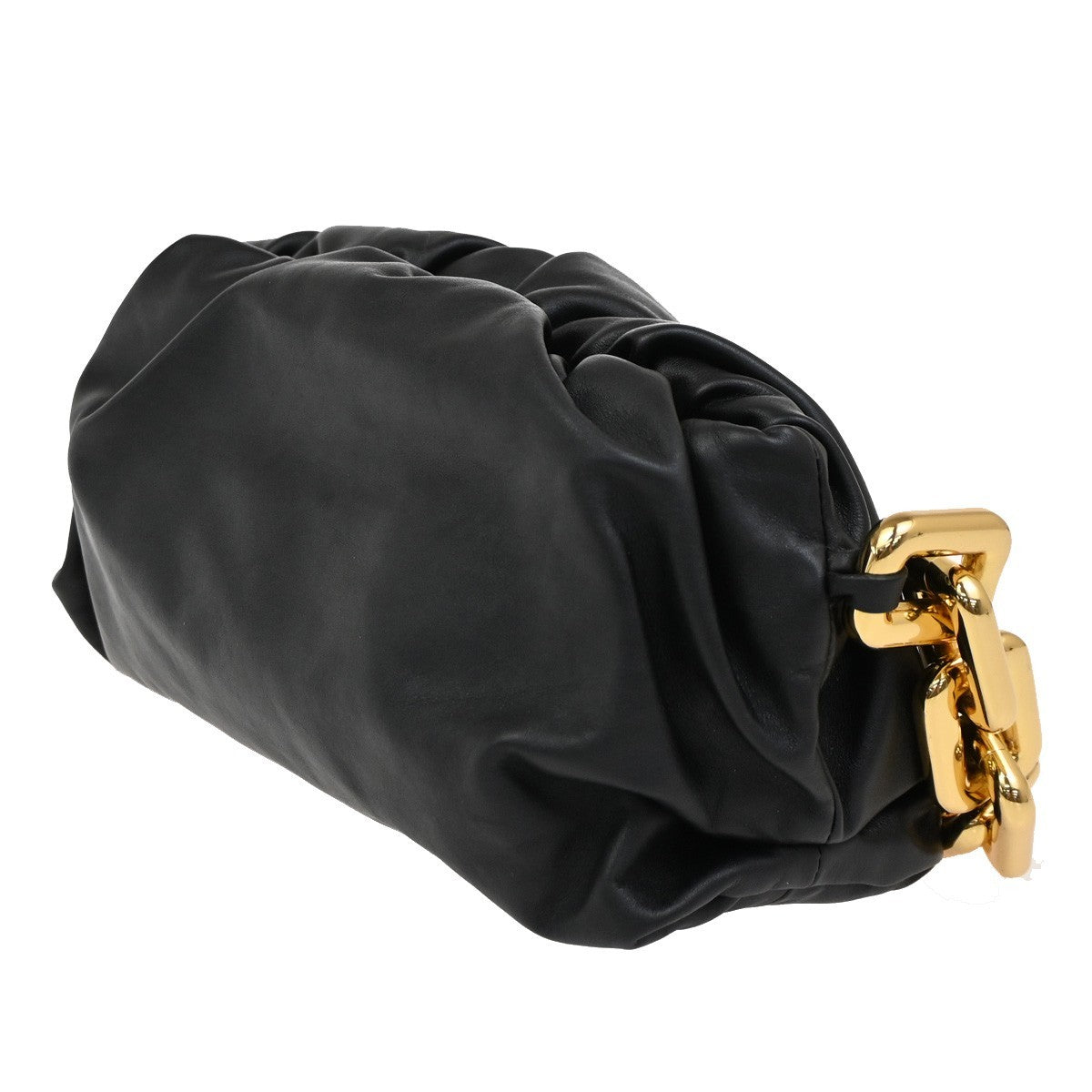 BOTTEGA VENETA The Chain Pouch Shoulder Bag Leather Black GHW Italy 50RL651