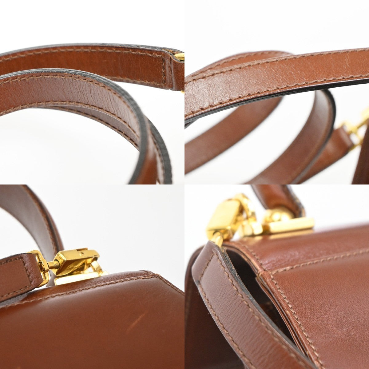 Salvatore Ferragamo Gancini 2Way Shoulder Hand Bag Leather Brown Gold 34CA728