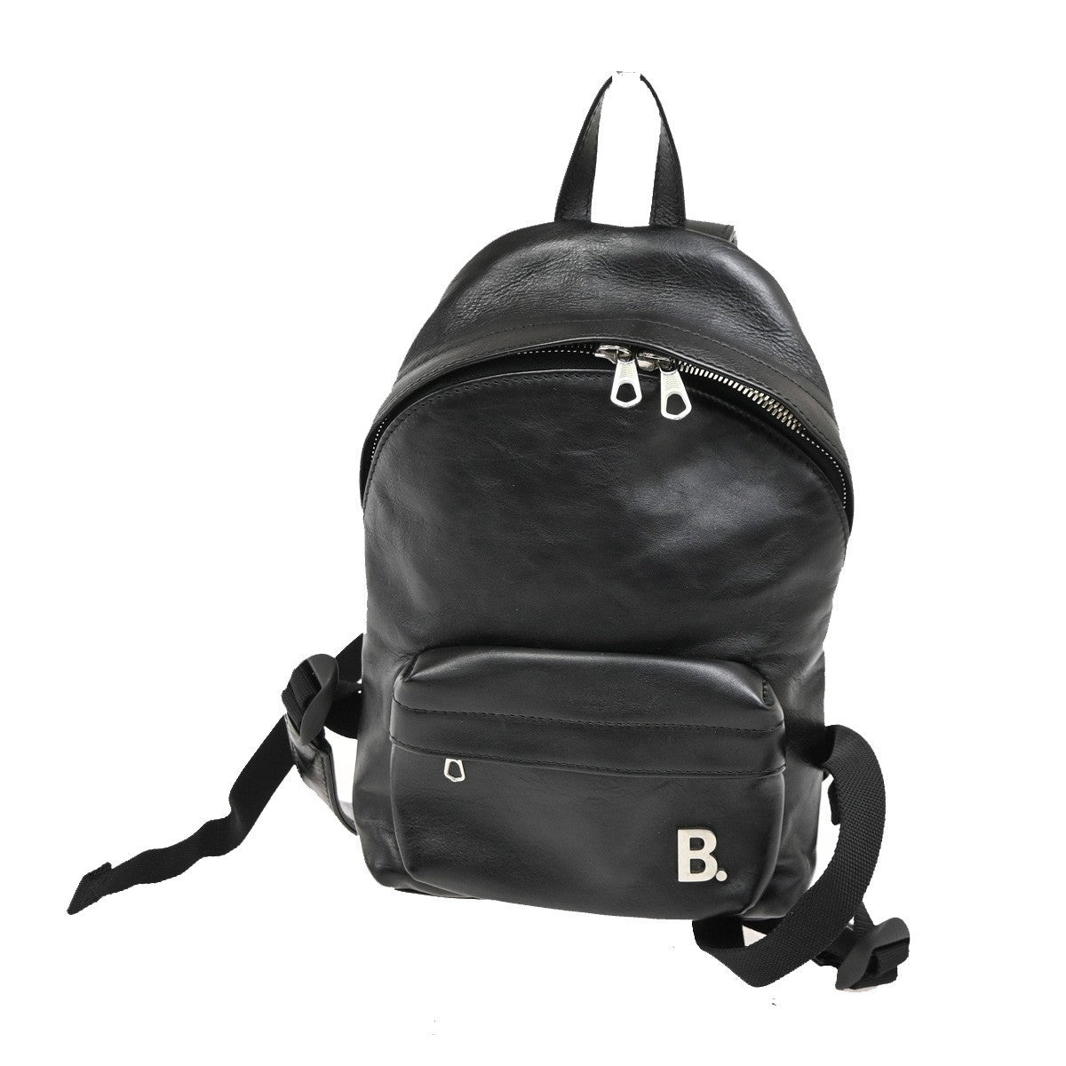 BALENCIAGA B Logo Backpack Adjustable Strap Leather Black Italy 84TA674
