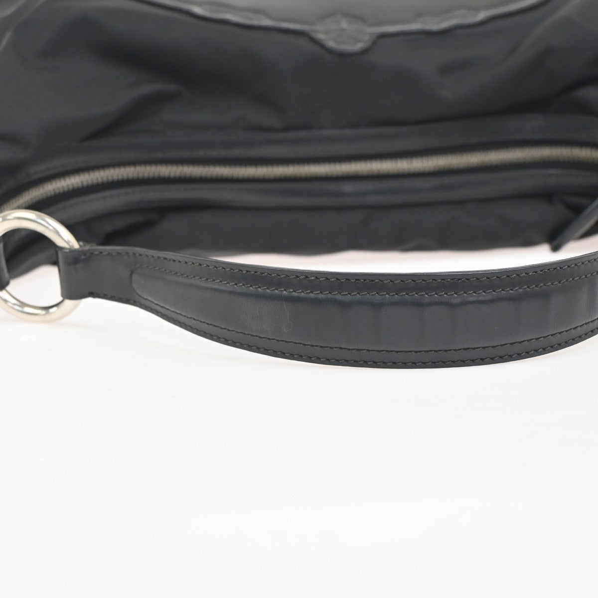 PRADA Triangle Logo Tessuto Shoulder Hand Bag Nylon Leather Black Italy 31ZA360