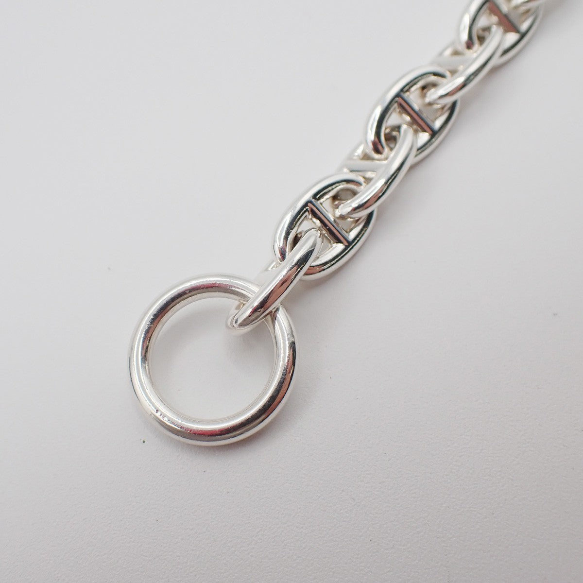 HERMES Logo Chaine D'ancre MM Chain Bracelet 12 Links Ag 925 Silver 332LC627