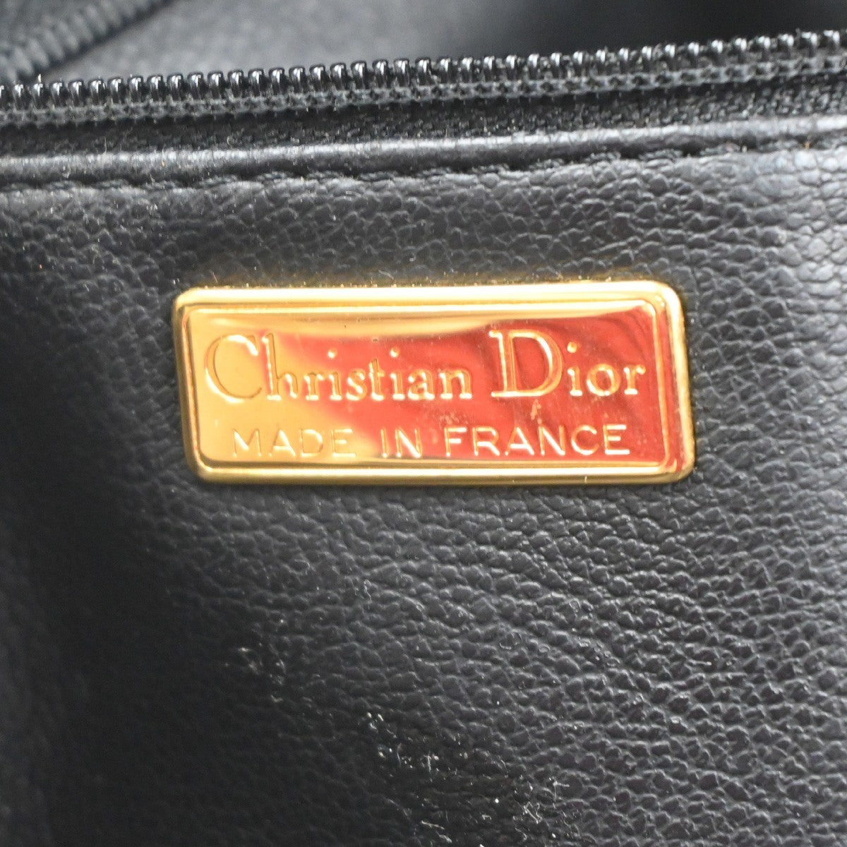 CHRISTIAN DIOR Logo Shoulder Bag Embossing Leather Black GHW France 35MA215