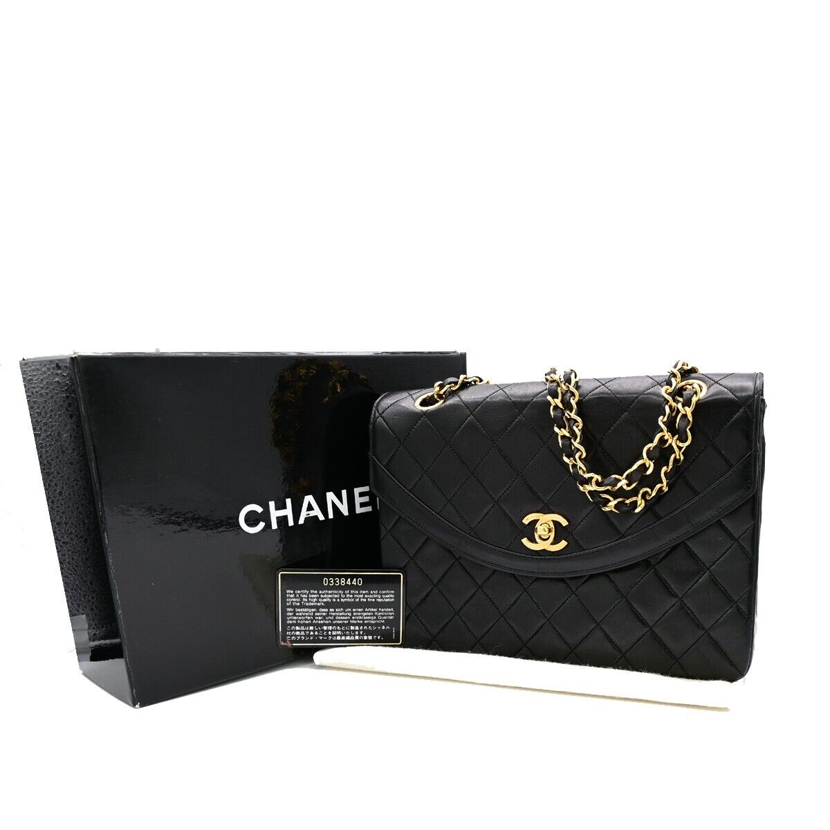 CHANEL CC Matelasse 25 Chain Shoulder Bag Leather Black GHW Vintage 377RJ824