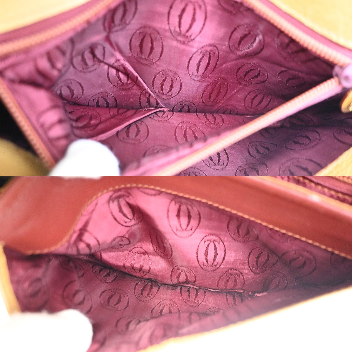 MUST DE CARTIER 2C Logo Bicolor Shoulder Bag Leather Yellow Red 61TA698