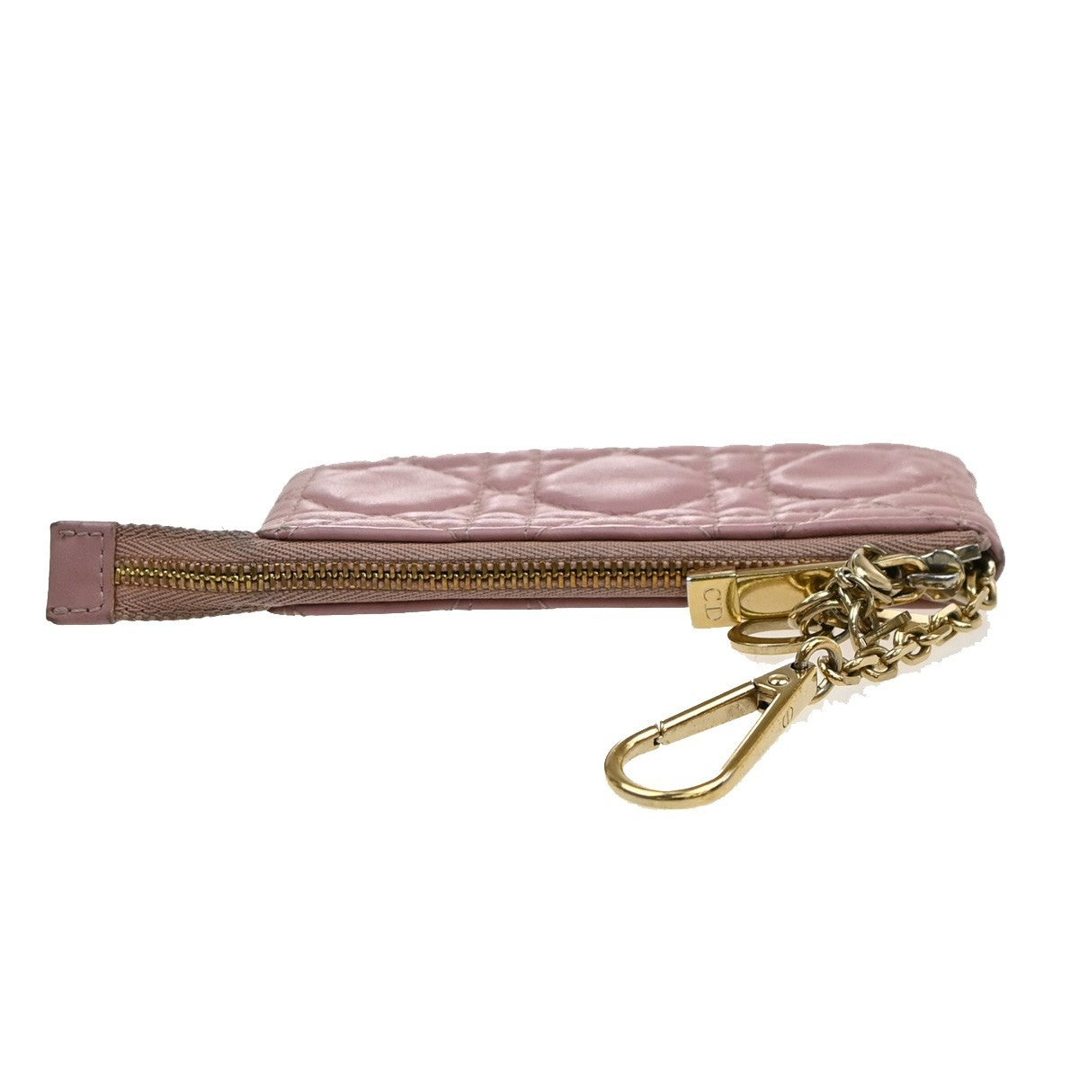 CHRISTIAN DIOR Logo Lady Cannage Coin Case Wallet Leather Pink GHW Italy 68MA622