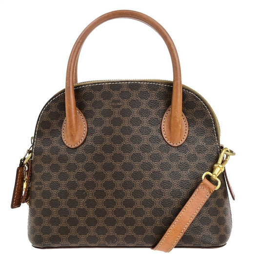 CELINE Logo Macadam Pattern 2Way Shoulder Hand Bag PVC Leather Brown GHW 38EC961