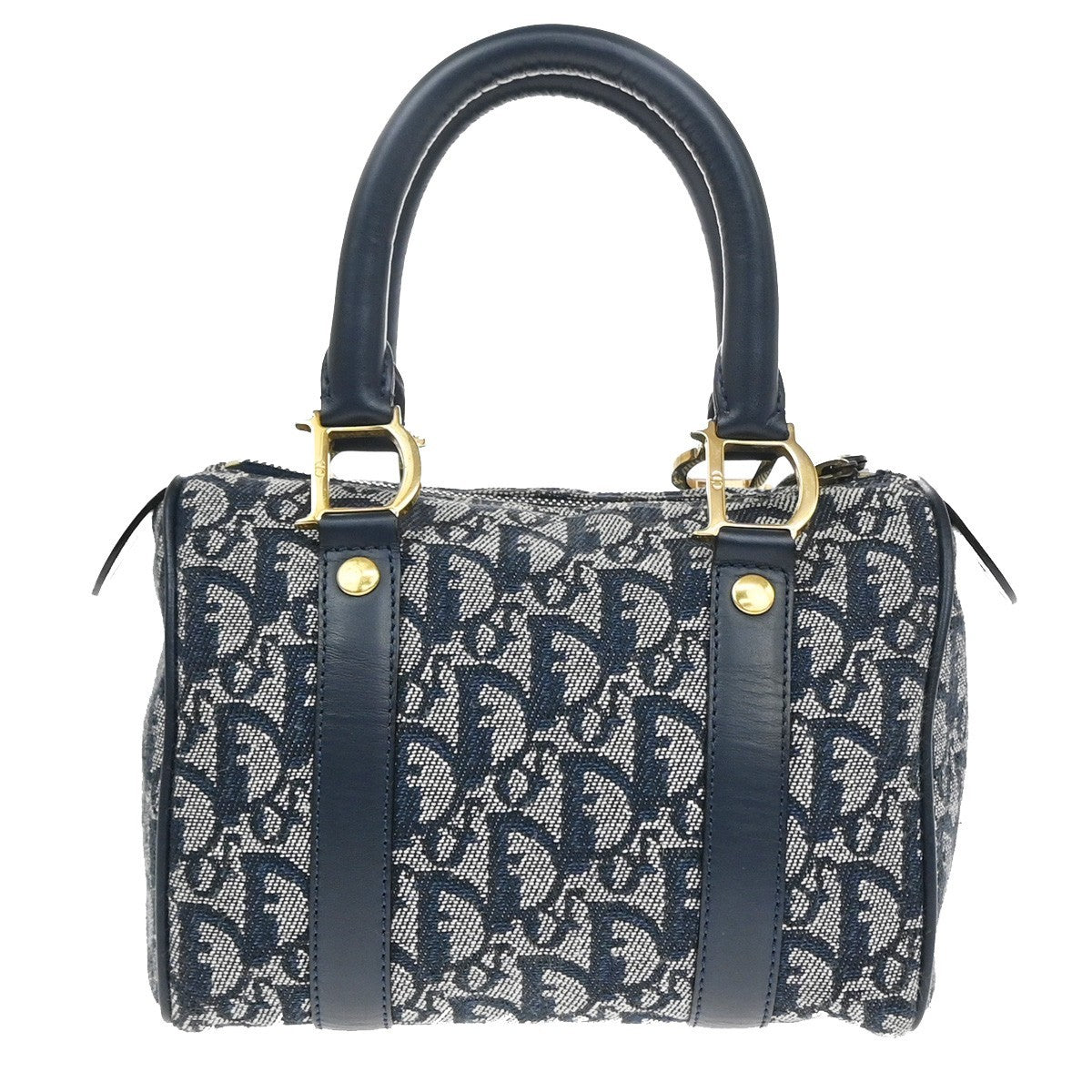 CHRISTIAN DIOR Logo Trotter Pattern Hand Bag Canvas Leather BE GHW 684RQ071