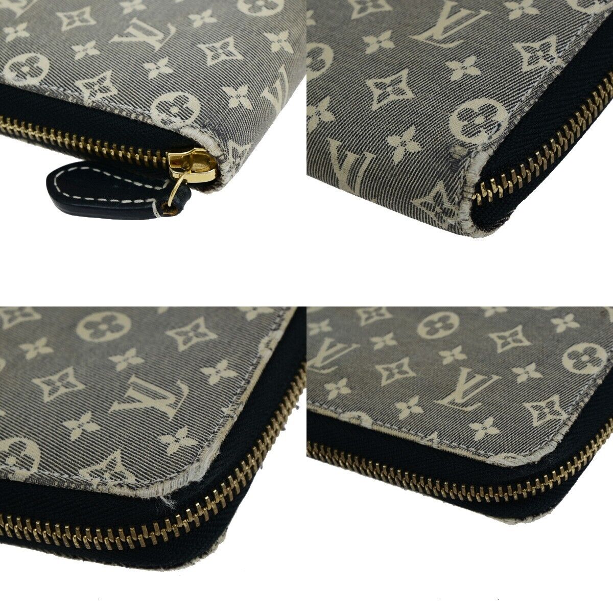 LOUIS VUITTON LV Zippy Wallet Monogram Ideal Canvas Leather Gray M63010 04EC258
