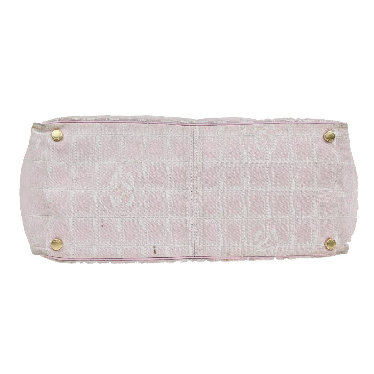 CHANEL CC Logo New Travel Line Shoulder Bag Nylon Leather Pink Italy 30EG405