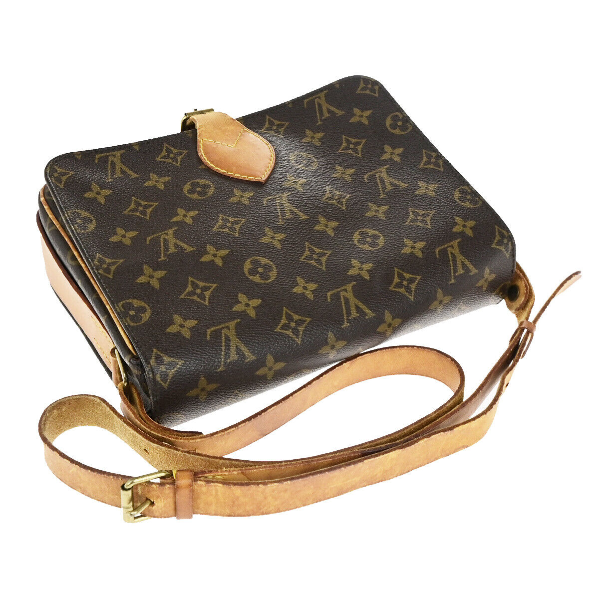 LOUIS VUITTON Cartouchiere GM Shoulder Bag Monogram Leather Brown M51252 61SJ405