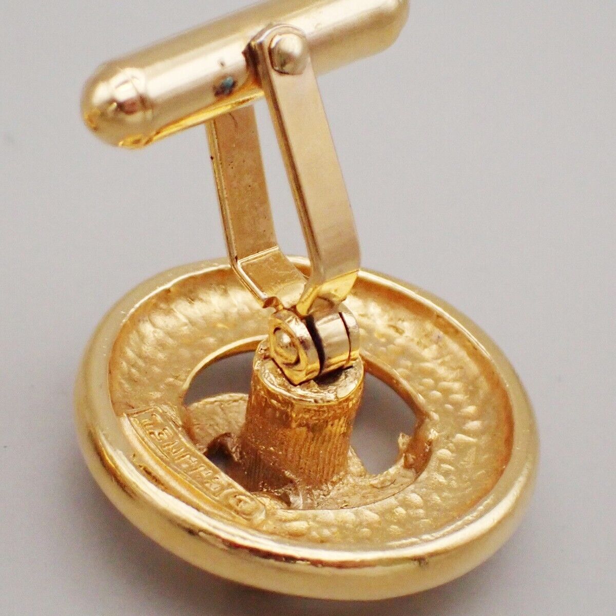 CHANEL CC Logo Round Cufflinks Gold-Plated GHW Accessory 62RL074