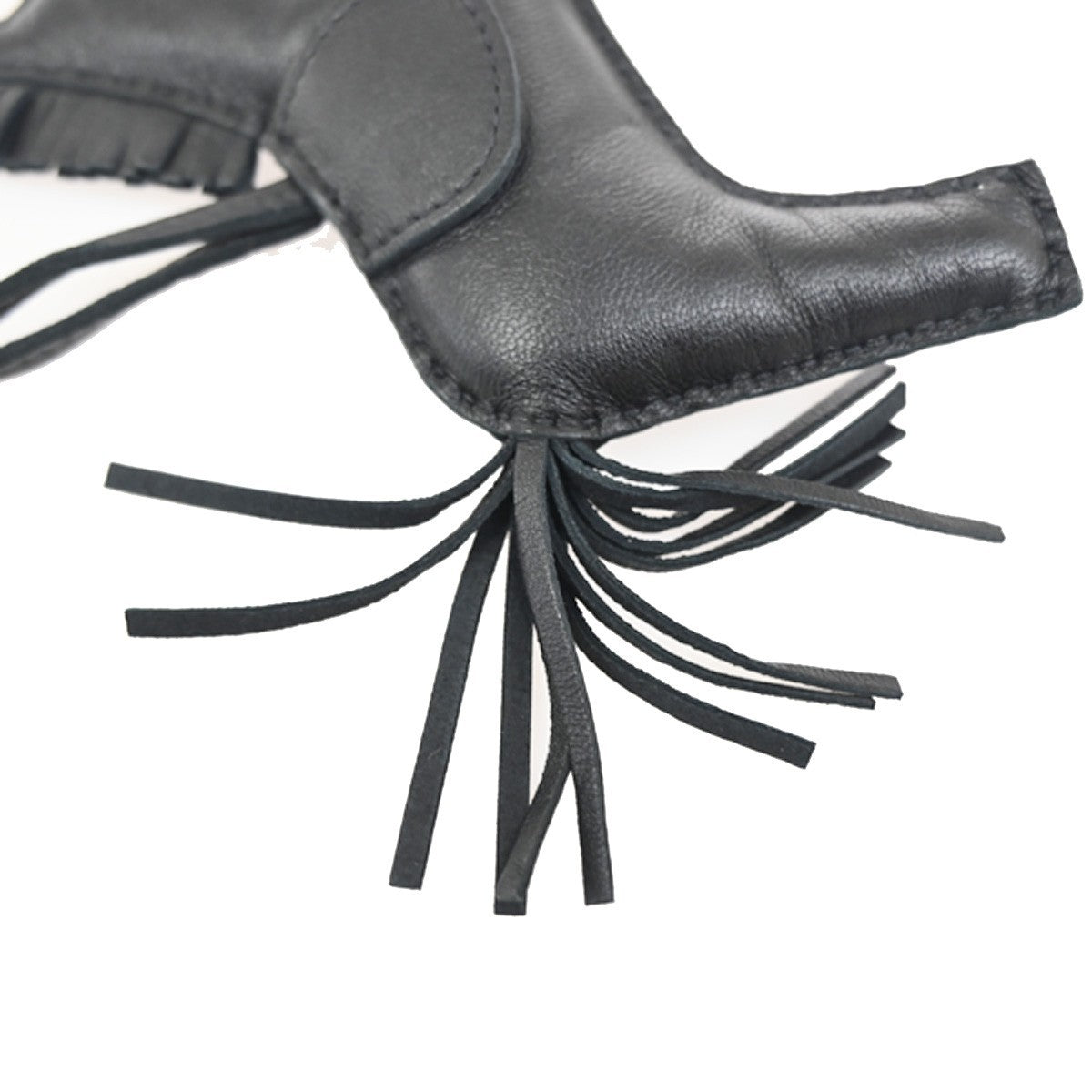 HERMES Logo Rodeo Horse Bag Charm Leather Black France 22RL898
