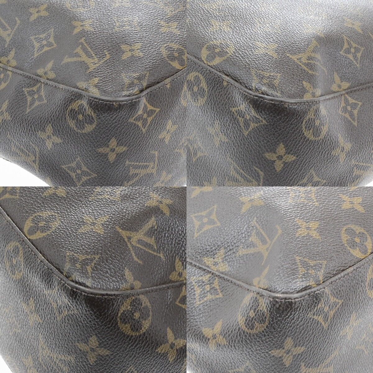 LOUIS VUITTON Logo Looping GM Shoulder Bag Monogram Leather Brown M51145 39EE116