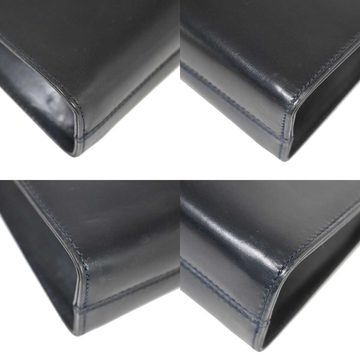 SALVATORE FERRAGAMO Chain Gancini Shoulder Bum Bag Leather Navy Gold 60SH362
