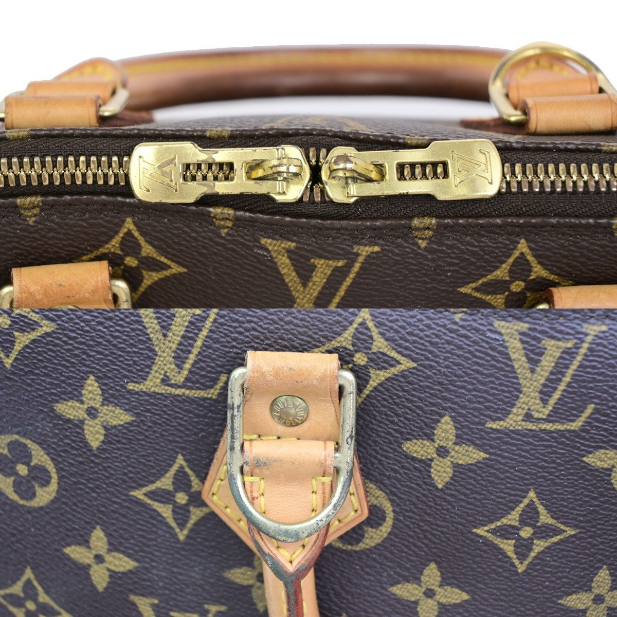 LOUIS VUITTON LV Logo Alma Hand Bag Monogram Leather Brown France M51130 85PA103