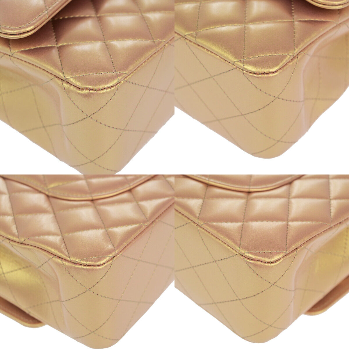 CHANEL CC Matelasse 25 Double Flap Chain Shoulder Bag Leather Pink Gold 401RK683