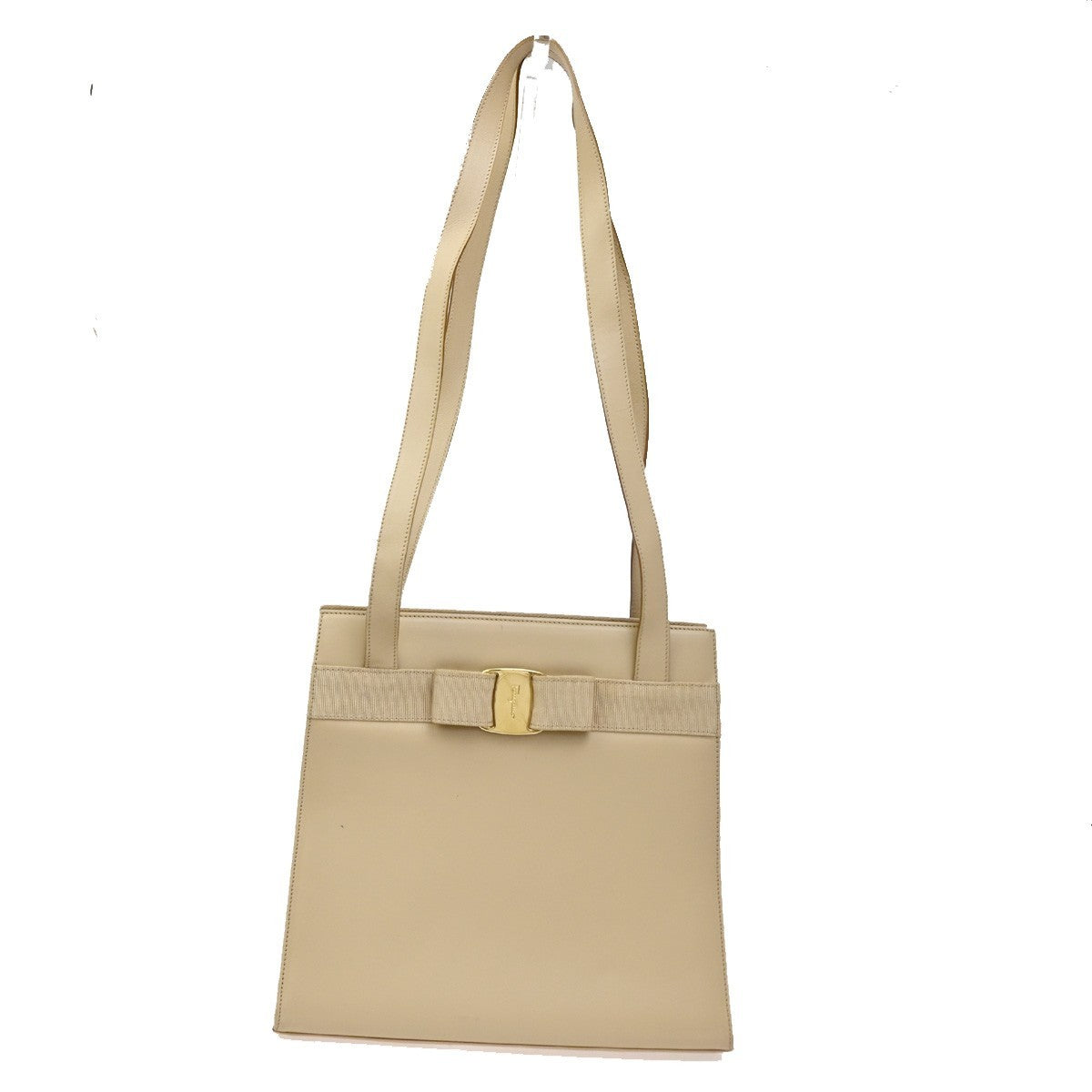17.Live SALVATORE FERRAGAMO Vara Shoulder Bag Canvas Leather BE Italy 05CA548