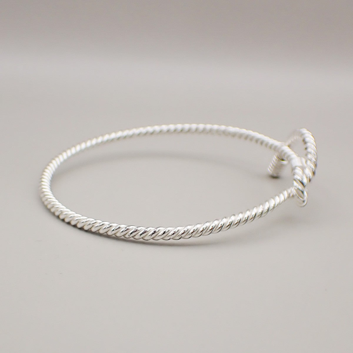 HERMES Logo Twisted Rope Knot Bracelet Bangle Silver 680LC634