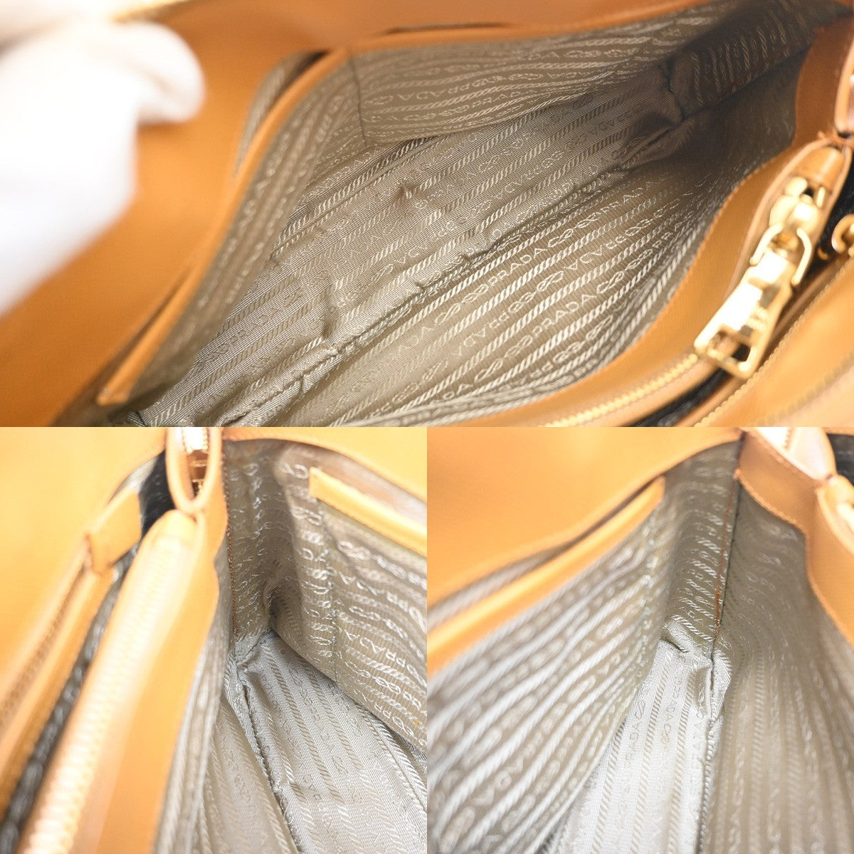 PRADA Logo Shoulder Hand Bag Saffiano Leather Yellow GHW Italy 76MA632
