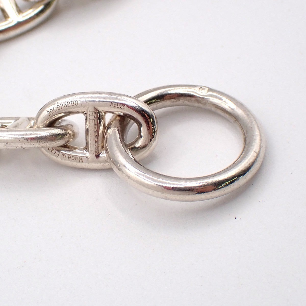 HERMES Logo Chaine D'ancre MM Chain Bracelet  14 Link Ag925 Silver 385LC605
