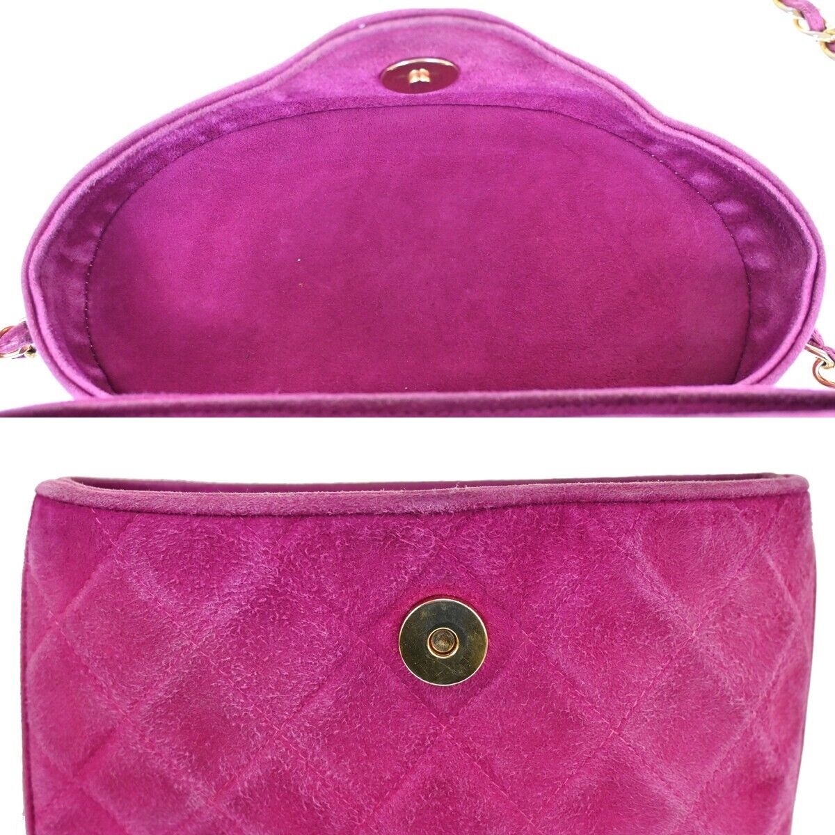 CHANEL CC Logo Fringe Shoulder Vanity Bag Suede Leather Purple Vintage 638HB349