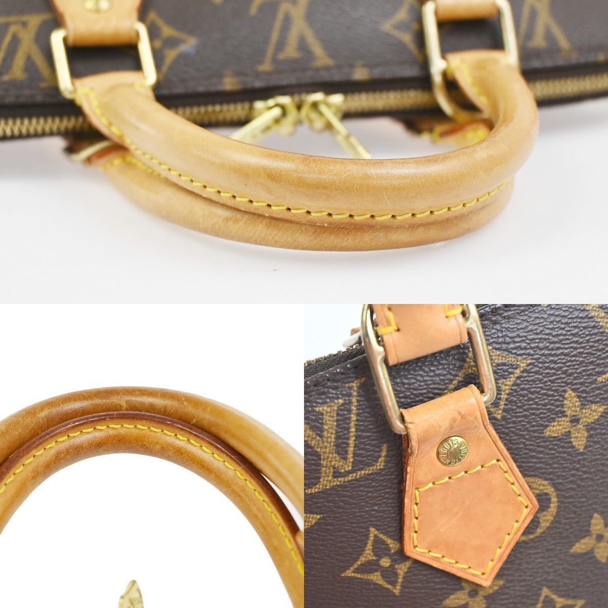 LOUIS VUITTON LV Logo Alma Hand Bag Monogram Leather Brown France M51130 73TA598
