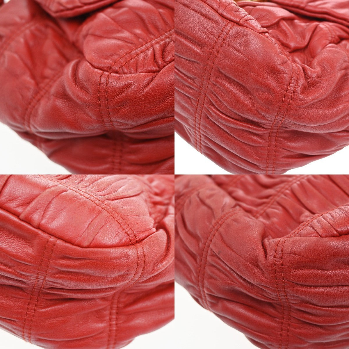 PRADA Logo Shoulder Hand Bag Nappa Leather Red GHW Italy 78CA652