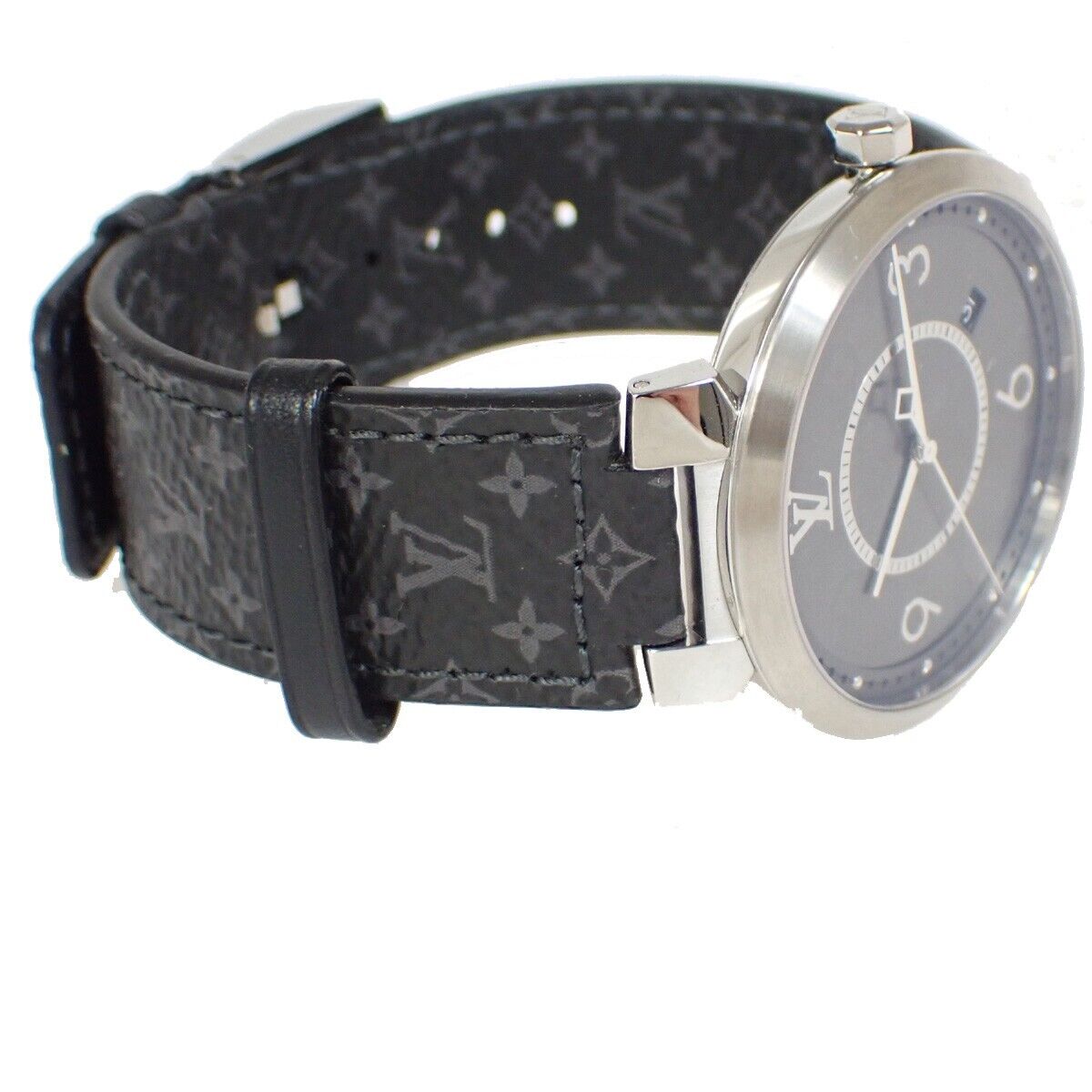 LOUIS VUITTON Tambour Slim Eclipse GM Watch Quartz Q1DM0 Stainless 689LC514