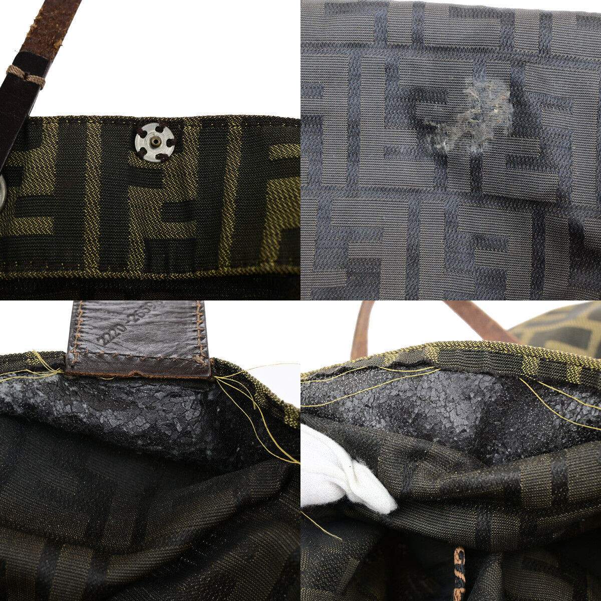 FENDI Logo Zucca Pattern Hand Tote Bag Canvas Leather Brown SHW Italy 02SJ153