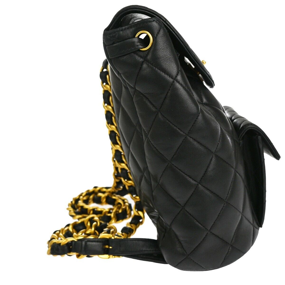CHANEL CC Logo Matelasse Chain Backpack Bag Leather Black GHW Vintage 731RJ682