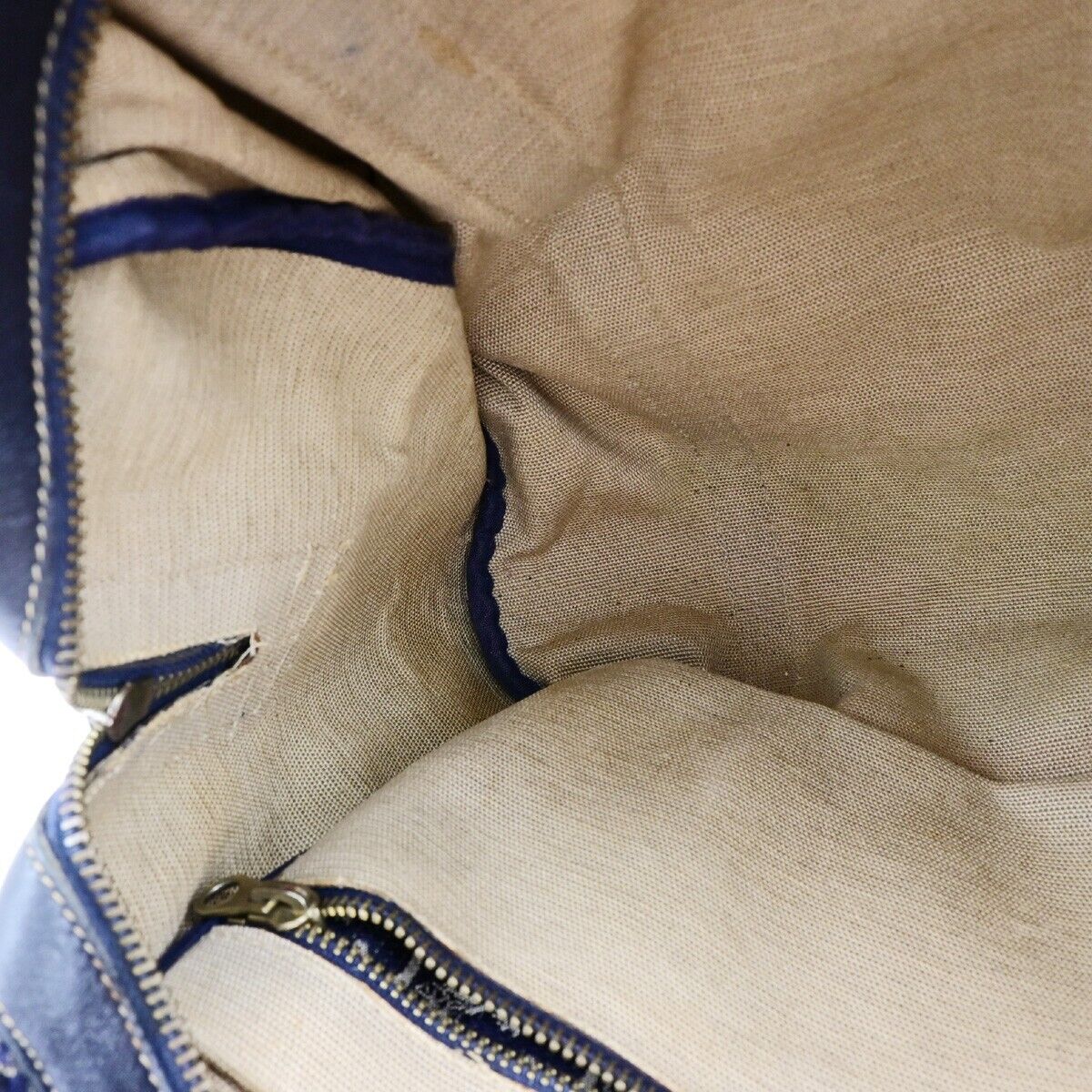 CELINE C Macadam Hand Bag Canvas Leather Navy Blue Made in Italy 02EB412