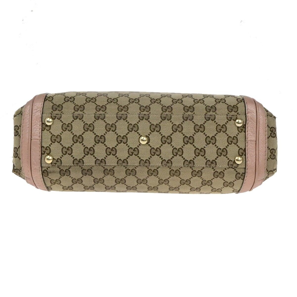 GUCCI Logo GG Pattern Shoulder Tote Bag Bamboo Canvas Leather Brown Pink 30EE118
