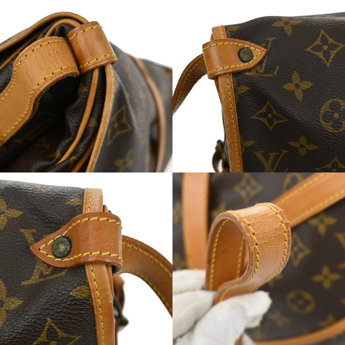 LOUIS VUITTON Logo Saumur 30 Shoulder Bag Monogram Leather Brown M42256 16KB413