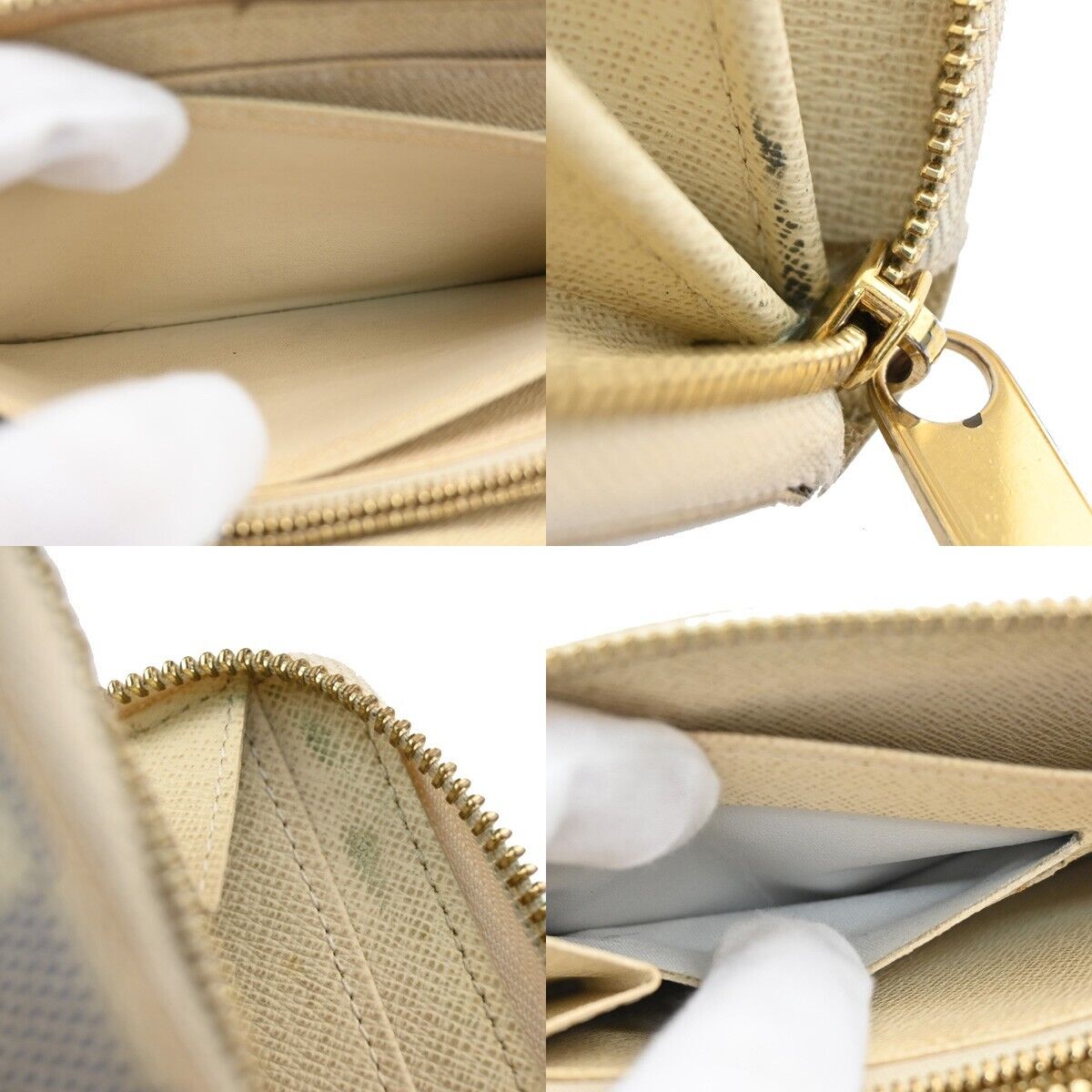 LOUIS VUITTON Zippy Wallet Long Bifold Damier Azur Leather WE N60019 65EA879