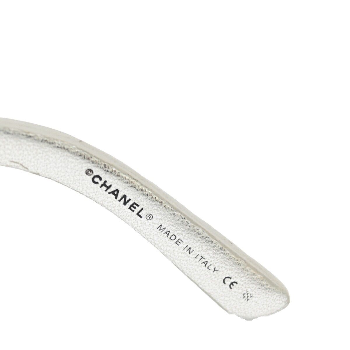 CHANEL CC Logo Matelasse Sunglasses Eye Wear 4157-Q Leather Silver 66YE628