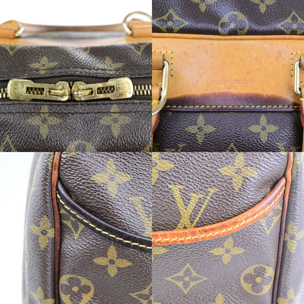 LOUIS VUITTON LV Logo Deauville Hand Bag Monogram Leather Brown M47270 64YG526