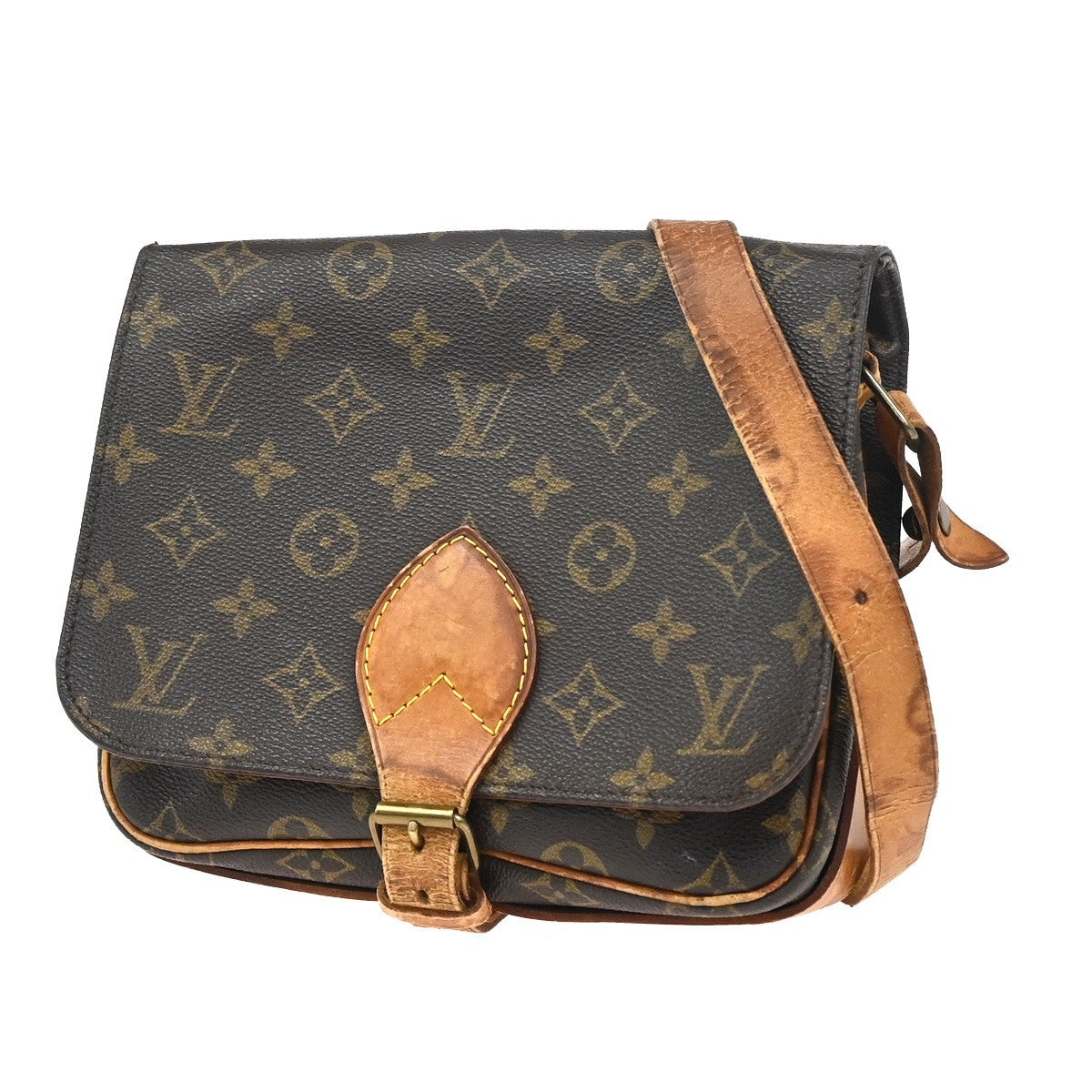 LOUIS VUITTON Cartouchiere MM Shoulder Bag Monogram Leather Brown M51253 64KC765