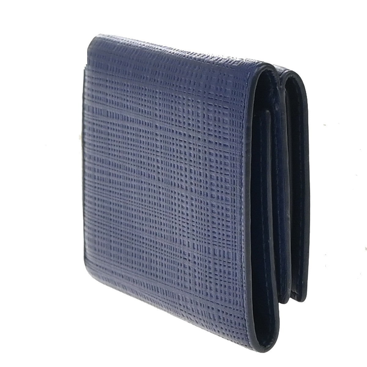 LOEWE Logo Trifold Compact Wallet Leather Navy Blue Made In Spain 68KP026