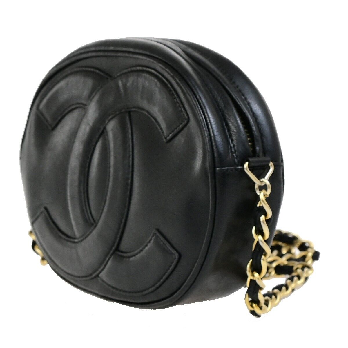 CHANEL CC Logo Tassel Chain Mini Shoulder Bag Leather Black GHW Vintage 395RK720