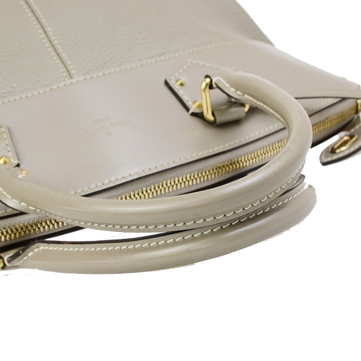 LOUIS VUITTON LV Logo Lockit Hand Bag Suhali Leather Gray GHW M91790 89ED054