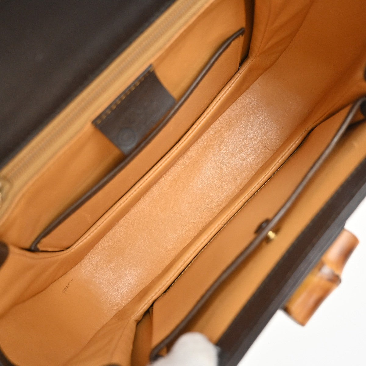 GUCCI Logo Bamboo 2Way Shoulder Hand Bag Leather Brown Gold Italy 50RF716